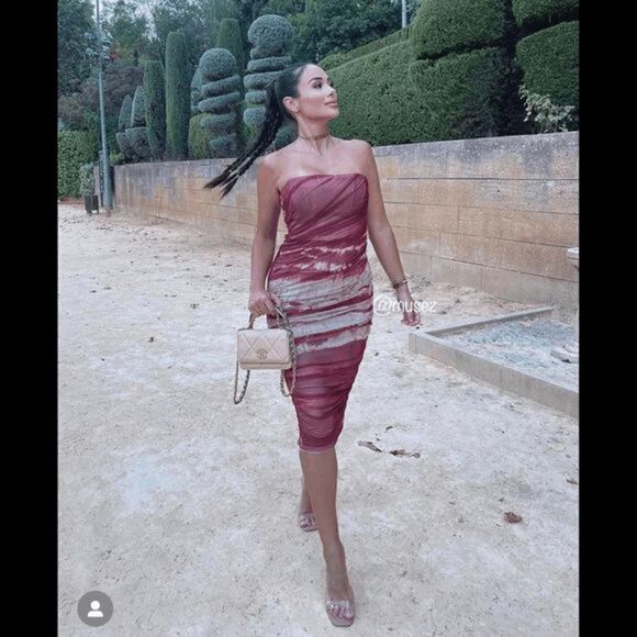 RED MARBLE TULLE CORSET MIDI DRESS ZARA MARBLE Red - Picture 16 of 16